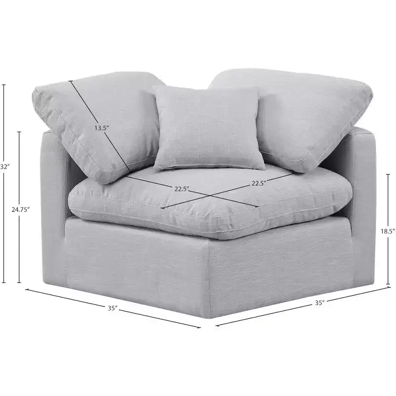 Fauteuil d'angle en tissu texturé lin Indulge Meridian Furniture