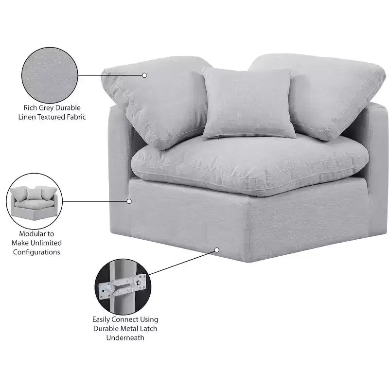 Fauteuil d'angle en tissu texturé lin Indulge Meridian Furniture
