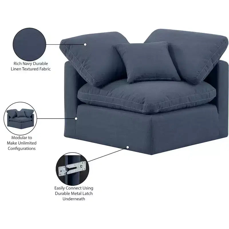 Fauteuil d'angle en tissu texturé lin Indulge Meridian Furniture