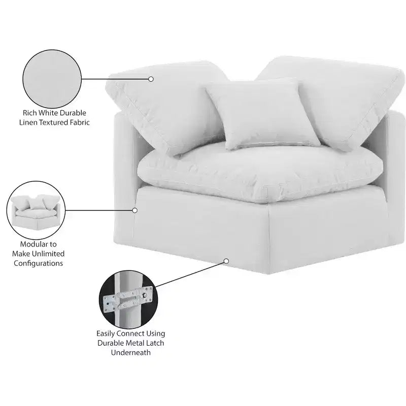 Fauteuil d'angle en tissu texturé lin Indulge Meridian Furniture