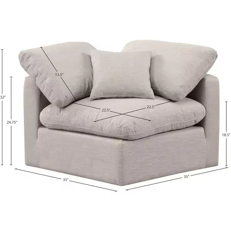 Fauteuil d'angle en tissu texturé lin Indulge Meridian Furniture