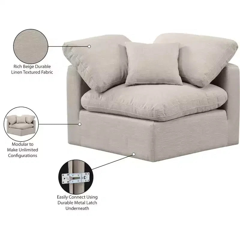 Fauteuil d'angle en tissu texturé lin Indulge Meridian Furniture