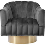 Fauteuil en velours gris Farrah de Meridian Furniture