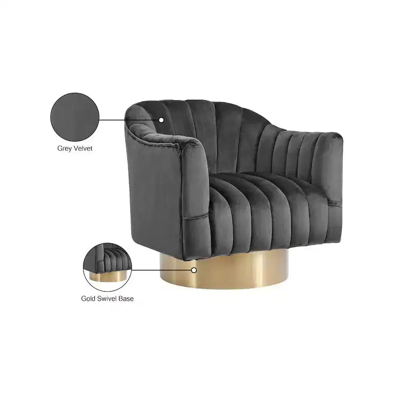 Fauteuil en velours gris Farrah de Meridian Furniture