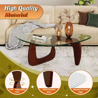 DEXYLLO Table Basse, Petite Table Basse en Verre avec Pieds en Bois Massif, 36 Tables de Salon Triangulaires Mid-Century