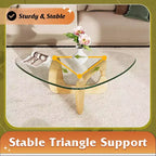 DEXYLLO Table Basse, Petite Table Basse en Verre avec Pieds en Bois Massif, 36 Tables de Salon Triangulaires Mid-Century