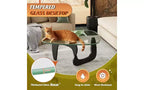 DEXYLLO Table Basse, Petite Table Basse en Verre avec Pieds en Bois Massif, 36 Tables de Salon Triangulaires Mid-Century