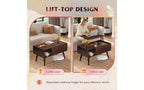 Table basse DEXYLLO pour salon, petite table basse avec rangement, table basse relevable moderne en bois avec étagère de rangement