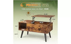 Table basse DEXYLLO pour salon, petite table basse avec rangement, table basse relevable moderne en bois avec étagère de rangement