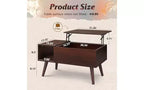 Table basse DEXYLLO pour salon, petite table basse avec rangement, table basse relevable moderne en bois avec étagère de rangement