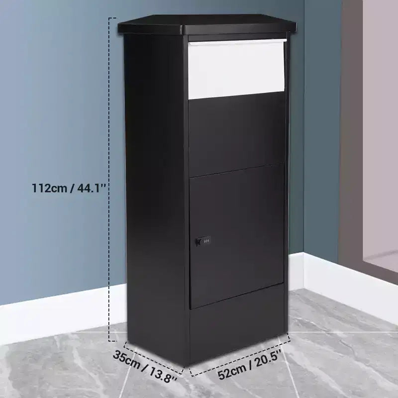 Boîte de dépôt de colis antivol extra large - Acier galvanisé, verrouillable avec serrure à code, boîte aux lettres extérieure sécurisée pour porche ou trottoir - Noir ou blanc