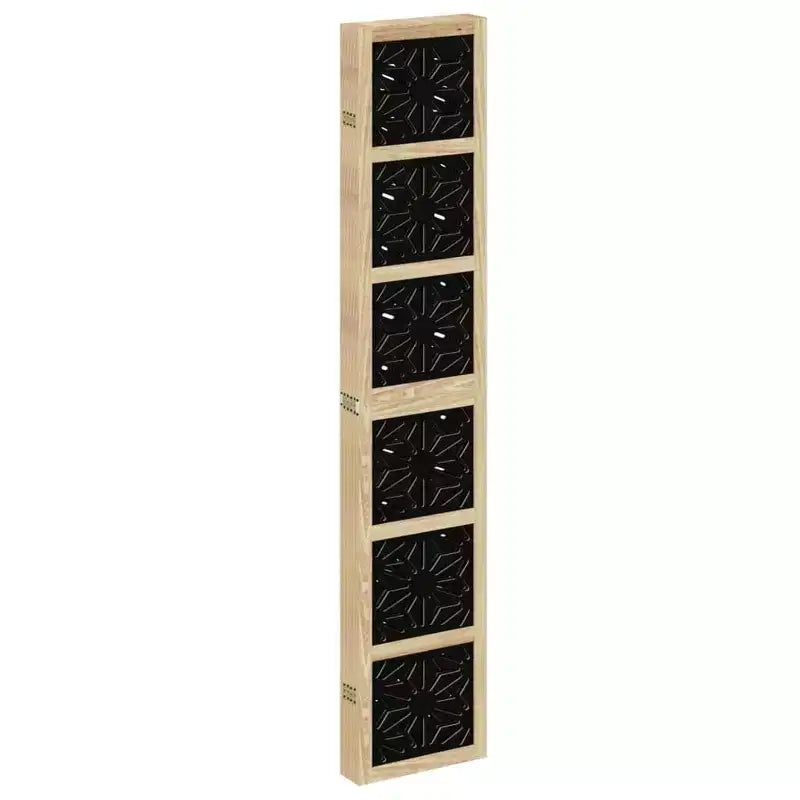 vidaXL Séparateur de pièce 6 Panneaux Marron et Noir Bois Massif de Paulownia