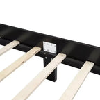 FAMYYT Lit plateforme queen size en bois avec tête de lit en rotin naturel et support à lattes en bois, assemblage facile