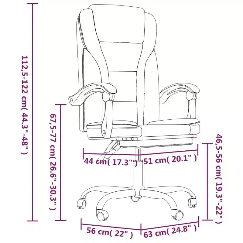 vidaXL Fauteuil de bureau inclinable noir Similicuir, métal, contreplaqué