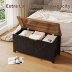 Banc de rangement au design rustique - Coffre de rangement avec 2 charnières de sécurité, 40 x 100 x 48 cm, idéal pour l'entrée, la chambre et le salon