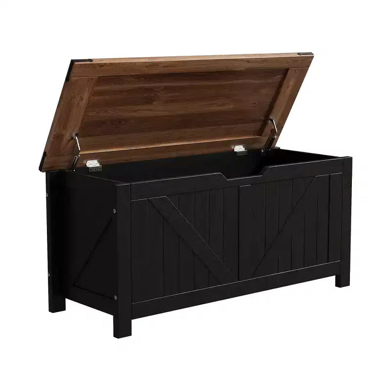 Storage Bench with Farmhouse Design - Storage Chest with 2 Safety Hinges, 15.7 x 39.4 x 18.9 Inches, Ideal for Entryway, Bedroom, and Living Room