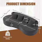 Canapé d'angle modulable incurvé, canapé 3 places avec porte-gobelets, pochette latérale et 4 oreillers pour salon, bureau, appartement - ModernLuxe