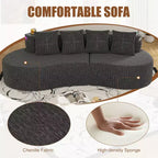 Canapé d'angle modulable incurvé, canapé 3 places avec porte-gobelets, pochette latérale et 4 oreillers pour salon, bureau, appartement - ModernLuxe
