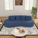 Canapé d'angle modulable incurvé, canapé 3 places avec porte-gobelets, pochette latérale et 4 oreillers pour salon, bureau, appartement - ModernLuxe