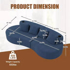 Canapé d'angle modulable incurvé, canapé 3 places avec porte-gobelets, pochette latérale et 4 oreillers pour salon, bureau, appartement - ModernLuxe