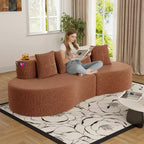 Canapé d'angle modulable incurvé, canapé 3 places avec porte-gobelets, pochette latérale et 4 oreillers pour salon, bureau, appartement - ModernLuxe