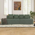 Canapé d'angle modulable incurvé, canapé 3 places avec porte-gobelets, pochette latérale et 4 oreillers pour salon, bureau, appartement - ModernLuxe