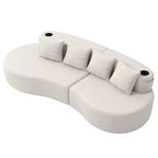 Canapé d'angle modulable incurvé, canapé 3 places avec porte-gobelets, pochette latérale et 4 oreillers pour salon, bureau, appartement - ModernLuxe
