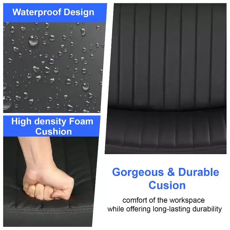 BestMassage Chaise croisée à roulettes, sans accoudoirs, chaise de bureau pivotante réglable en hauteur avec large assise rembourrée pour bureau à domicile