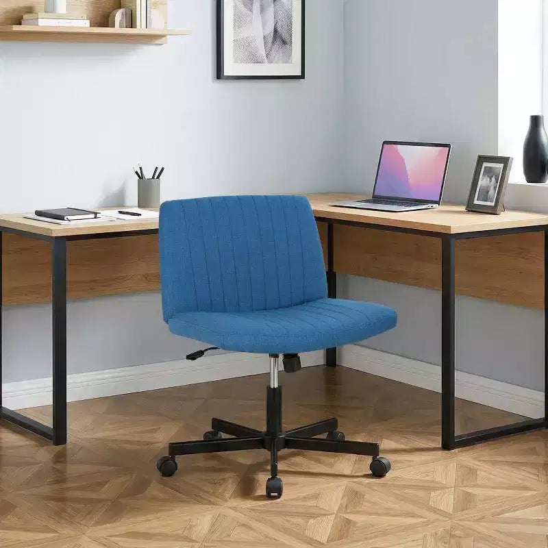 BestMassage Chaise croisée à roulettes, sans accoudoirs, chaise de bureau pivotante réglable en hauteur avec large assise rembourrée pour bureau à domicile