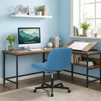 BestMassage Chaise croisée à roulettes, sans accoudoirs, chaise de bureau pivotante réglable en hauteur avec large assise rembourrée pour bureau à domicile