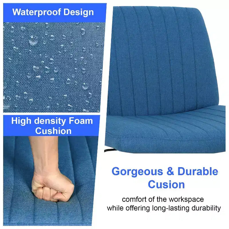 BestMassage Chaise croisée à roulettes, sans accoudoirs, chaise de bureau pivotante réglable en hauteur avec large assise rembourrée pour bureau à domicile