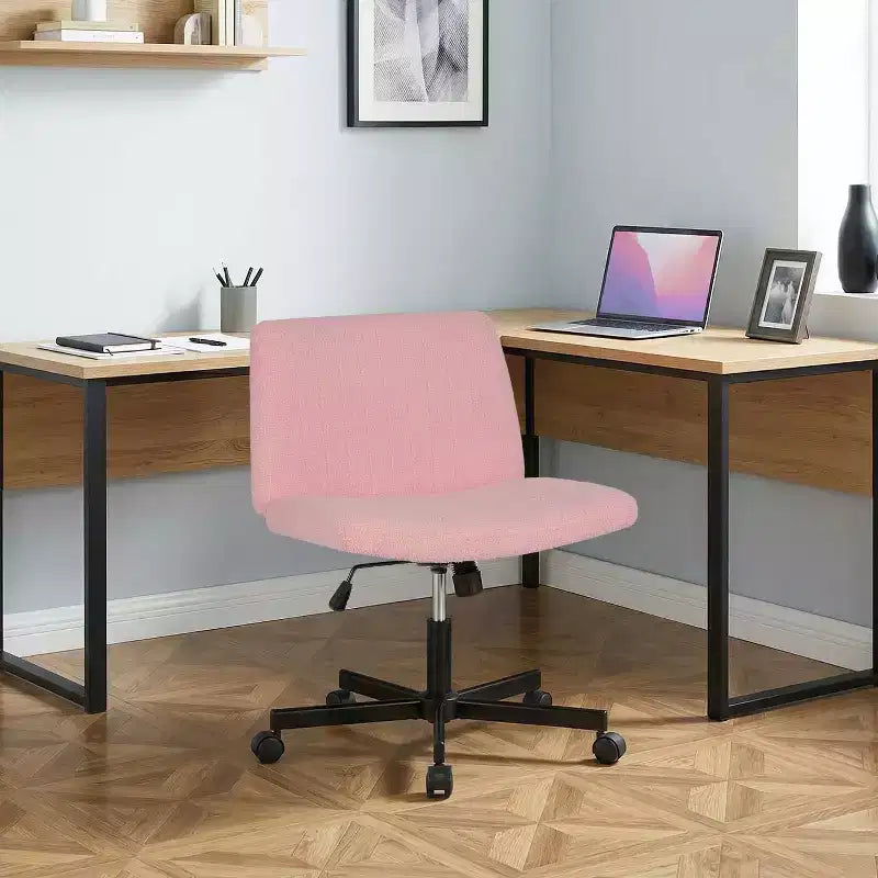 BestMassage Chaise croisée à roulettes, sans accoudoirs, chaise de bureau pivotante réglable en hauteur avec large assise rembourrée pour bureau à domicile