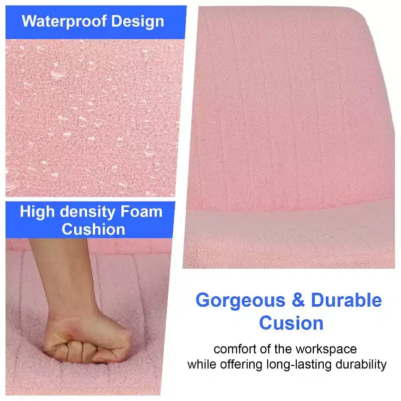 BestMassage Chaise croisée à roulettes, sans accoudoirs, chaise de bureau pivotante réglable en hauteur avec large assise rembourrée pour bureau à domicile