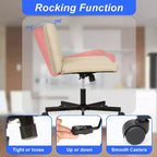 BestMassage Chaise croisée à roulettes, sans accoudoirs, chaise de bureau pivotante réglable en hauteur avec large assise rembourrée pour bureau à domicile