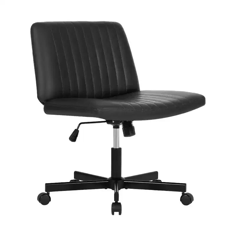 BestMassage Chaise croisée à roulettes, sans accoudoirs, chaise de bureau pivotante réglable en hauteur avec large assise rembourrée pour bureau à domicile