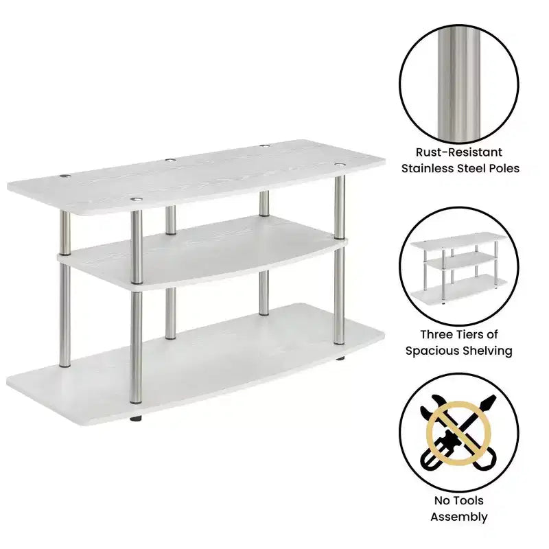 Meuble TV large à 3 niveaux Designs2Go pour téléviseurs jusqu'à 43" - Breighton Home