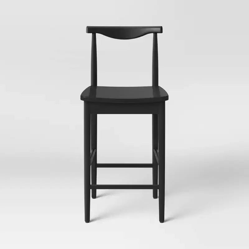 Tabouret de bar Biscoe en bois à hauteur de comptoir de 23,94 po avec repose-pieds noir - ThresholdMC