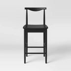 Tabouret de bar Biscoe en bois à hauteur de comptoir de 23,94 po avec repose-pieds noir - ThresholdMC