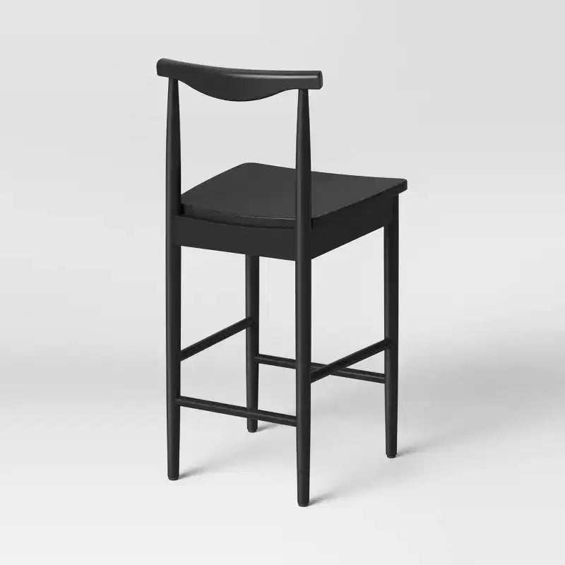 Tabouret de bar Biscoe en bois à hauteur de comptoir de 23,94 po avec repose-pieds noir - ThresholdMC
