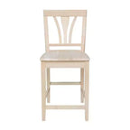 Tabouret de bar à hauteur de comptoir 24" Fanback non fini - International Concepts : bois d'hévéa massif, sans accoudoirs, capacité de 113 kg