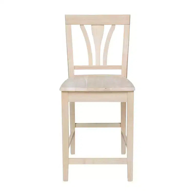 Tabouret de bar à hauteur de comptoir 24" Fanback non fini - International Concepts : bois d'hévéa massif, sans accoudoirs, capacité de 113 kg