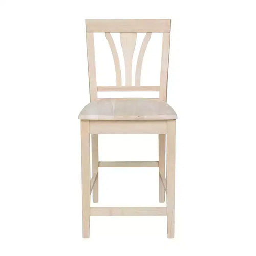 Tabouret de bar à hauteur de comptoir 24" Fanback non fini - International Concepts : bois d'hévéa massif, sans accoudoirs, capacité de 113 kg