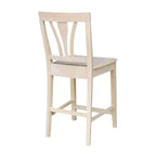 Tabouret de bar à hauteur de comptoir 24" Fanback non fini - International Concepts : bois d'hévéa massif, sans accoudoirs, capacité de 113 kg