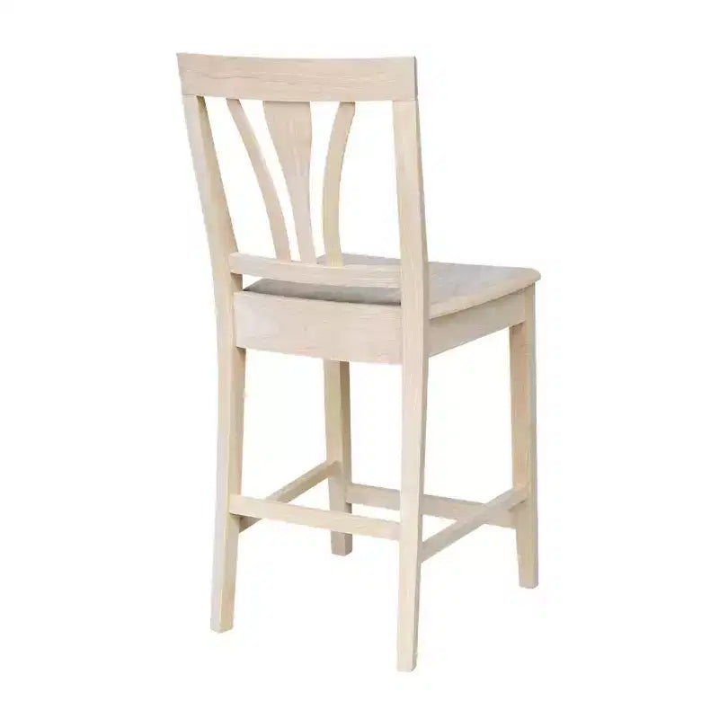 Tabouret de bar à hauteur de comptoir 24" Fanback non fini - International Concepts : bois d'hévéa massif, sans accoudoirs, capacité de 113 kg