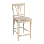 Tabouret de bar à hauteur de comptoir 24" Fanback non fini - International Concepts : bois d'hévéa massif, sans accoudoirs, capacité de 113 kg