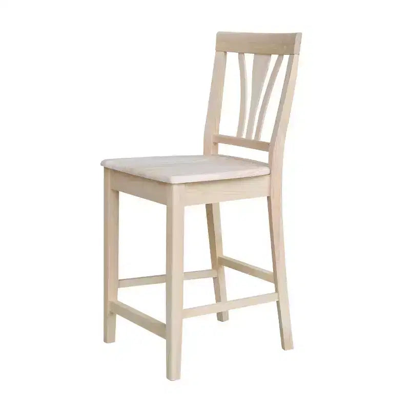 Tabouret de bar à hauteur de comptoir 24" Fanback non fini - International Concepts : bois d'hévéa massif, sans accoudoirs, capacité de 113 kg