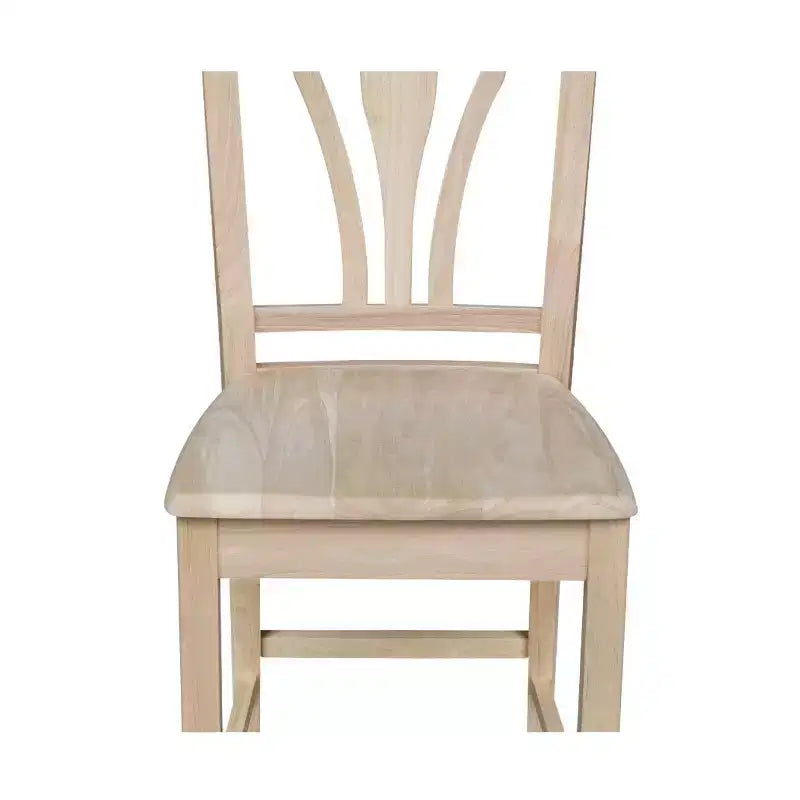 Tabouret de bar à hauteur de comptoir 24" Fanback non fini - International Concepts : bois d'hévéa massif, sans accoudoirs, capacité de 113 kg