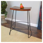 Carolina Living - Lot de 2 tabourets de bar hauteur comptoir Portia 61 cm, assise selle, métal/châtaignier : Bois de manguier, entretien dépoussiérage à sec, sans dossier