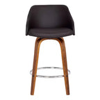 Tabouret de bar pivotant Alec de 30 po hauteur bar Noyer/Marron - Armen Living : Moderne du milieu du siècle, réglable, chromé, similicuir