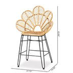 Tabouret de bar hauteur comptoir Garan en rotin et métal naturel/noir - bali & pari : Style bohème, Hauteur d'assise 24,5 po